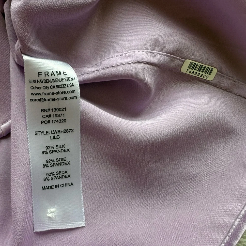FRAME Gillian Stretch Silk Blouse in Lilac Size S - Picture 14 of 16